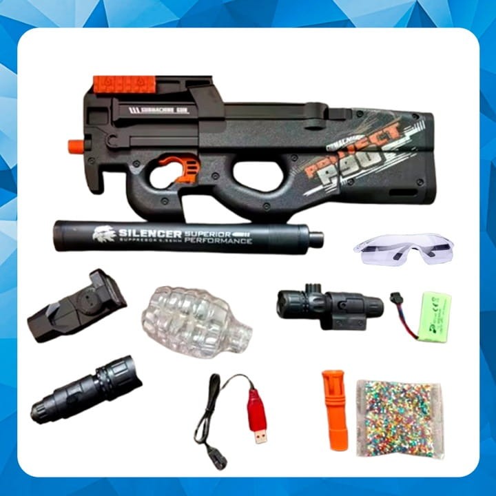 karabin maszynowy na kulki żelowe p90 zestaw