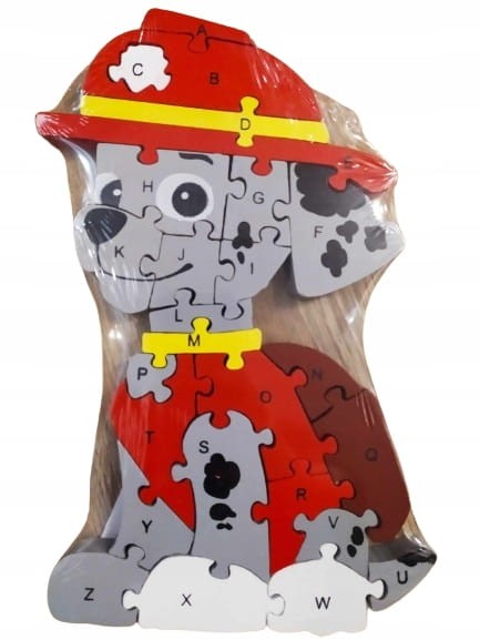 drewniane puzzle edukacyjne psi patrol marshall