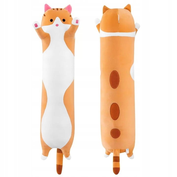 maskotka długi kotek 70 cm brązowy