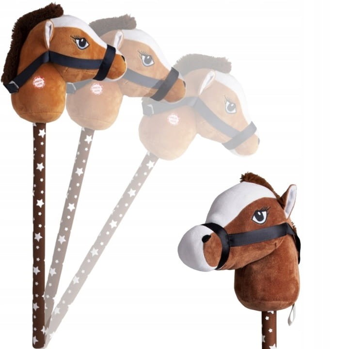 głowa konika hobby horse pluszowa brązowa