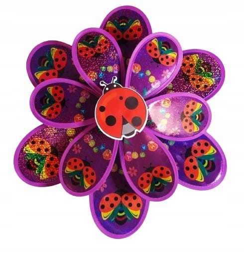 wiatraczek ogrodowy dla dzieci fioletowy biedronka