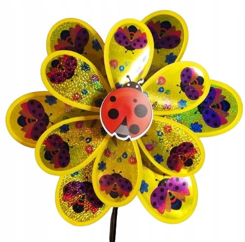 wiatrak dla dzieci do ogrodu żółty odblaskowy 70cm