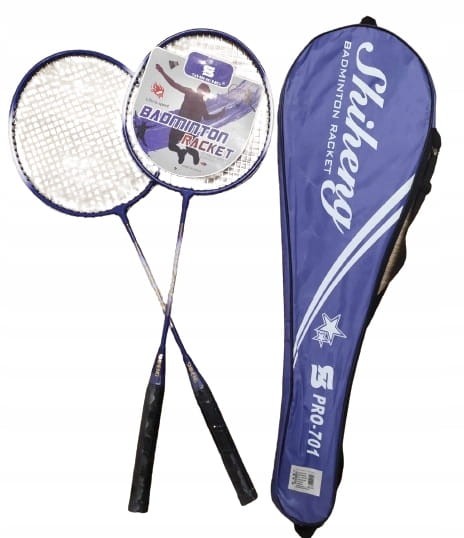 zestaw rakietek do badmintona z pokrowcem i lotką w kolorze fioletowym